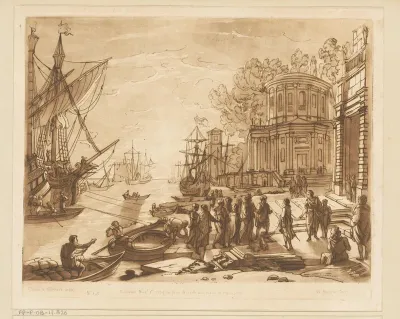 Zeehaven met aankomst van Cleopatra in Tarsus