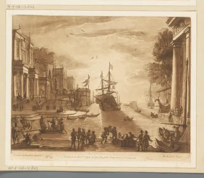 Zeehaven met Odysseus die Chryseïs terugbrengt bij Chryses