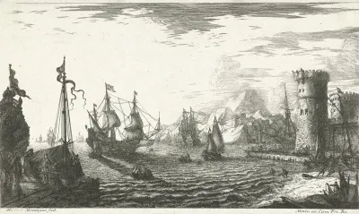 Zeehaven met schepen die binnen varen