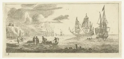 Zeehaven met twee grote zeilschepen