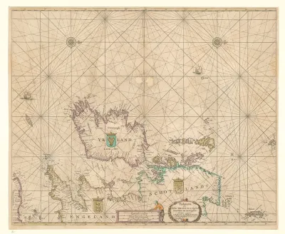 Zeekaart van de zee ten westen van Ierland