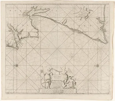Zeekaart van een deel van de kust van Portugal
