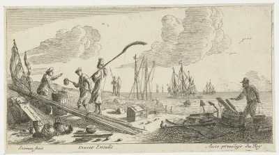 Zeelieden bij de kust