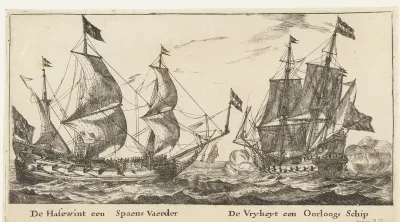 Zeeslag met een zinkend schip