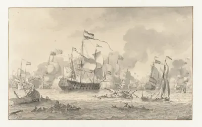 Zeeslag tussen een Nederlandse en een Engelse vloot
