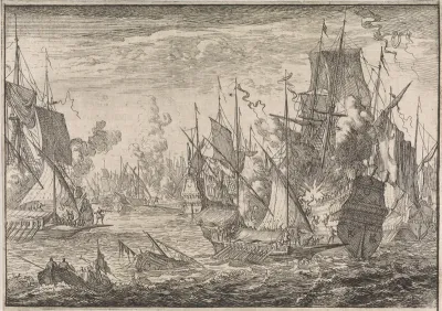 Zeeslag tussen Turkse oorlogsschepen en galleien van de Ridders van Malta, 1644