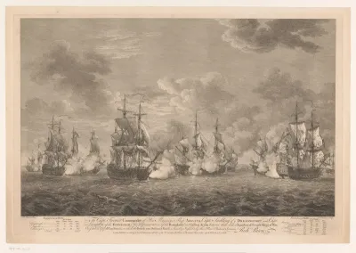 Zeeslag waarbij de Engelse vloot de Fransen verslaat op 21 oktober 1757