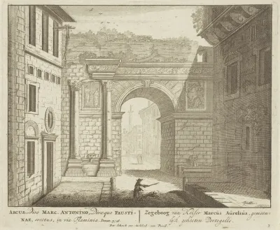 Zegenboog van keizer Marcus Aurelius in ruineuze staat