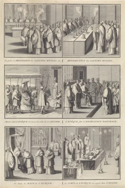 Zegening van heilige olie en het werk van en bisschop