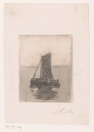 Zeilboot met gehesen zeil