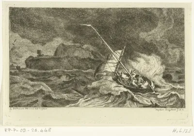 Zeilboot op stormachtige zee