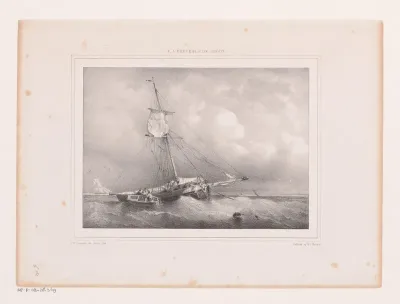 Zeilboot voor anker op zee