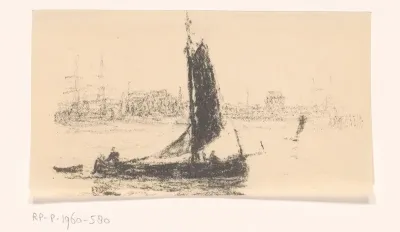 Zeilboot voor een stad