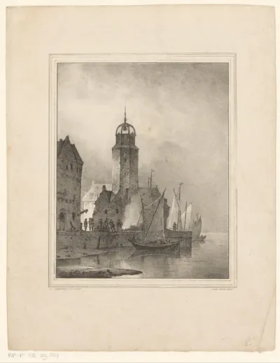 Zeilboten leggen aan in stad