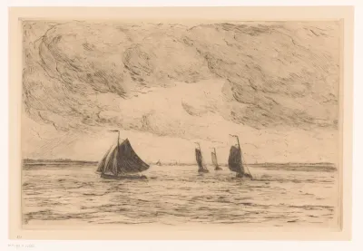 Zeilboten op de Maas voor Dordrecht