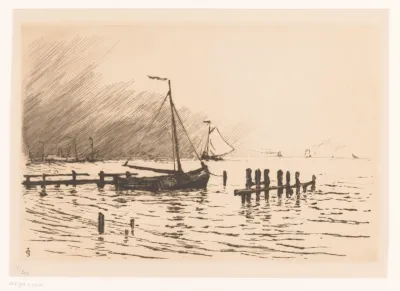 Zeilboten op de Zuiderzee bij Zeeburg