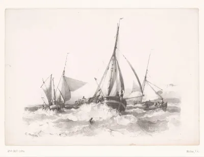 Zeilboten tussen golven