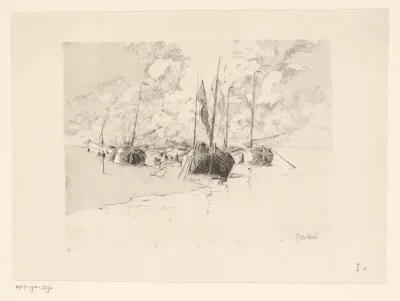 Zeilschepen aan het strand