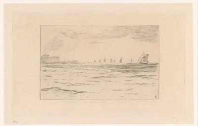 Zeilschepen bij de rede van Vlissingen
