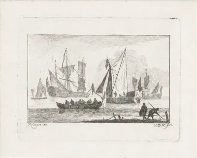 Zeilschepen en een roeiboot