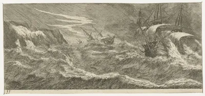 Zeilschepen in een zeestorm