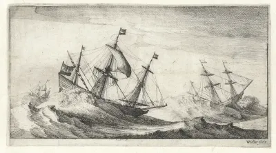 Zeilschepen in een zeestorm
