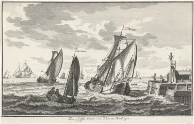 Zeilschepen nabij een haven
