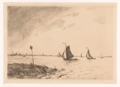 Zeilschepen op de Maas bij Dordrecht