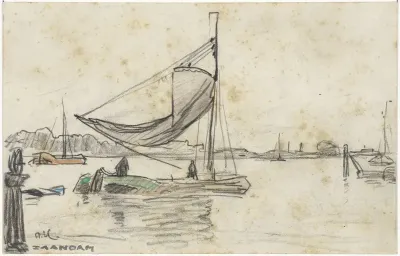 Zeilschepen op de Zaan bij Zaandam