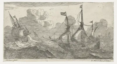 Zeilschepen op ruige zee