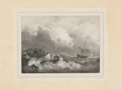 Zeilschepen op stormachtige zee