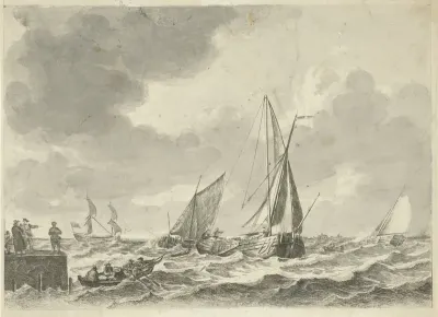 Zeilschepen op woelig water