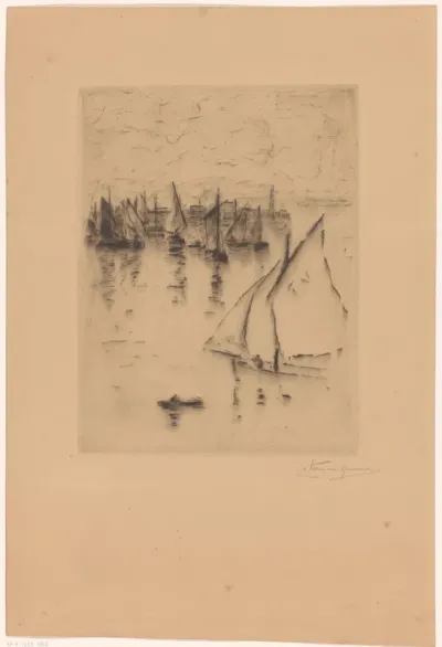 Zeilschepen voor de haven van Le Havre