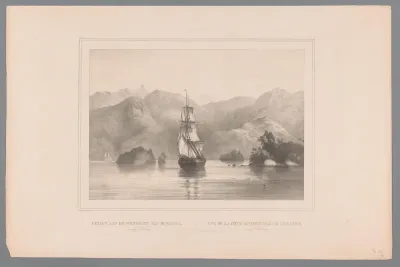 Zeilschip aan de kust van Sumatra