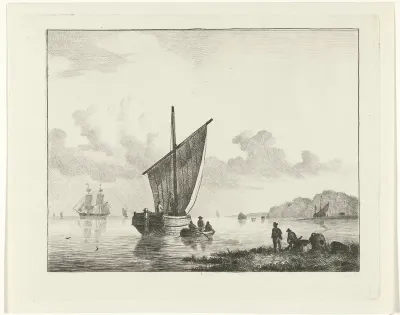 Zeilschip aan de kust