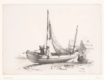 Zeilschip aan het strand