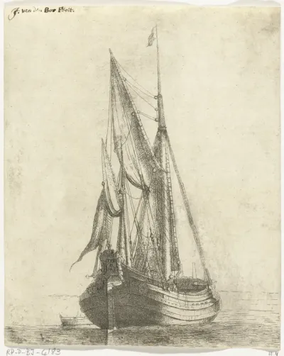 Zeilschip met gestreken zeilen