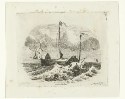 Zeilschip met vier mannen