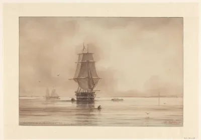 Zeilschip op de Middellandse Zee bij avond