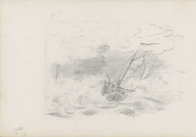 Zeilschip op een onstuimige zee