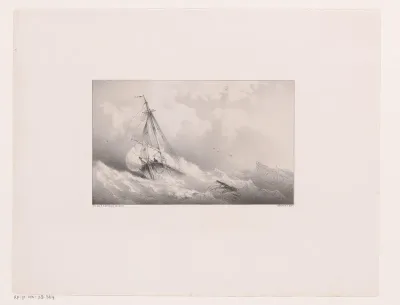 Zeilschip op hoge golven