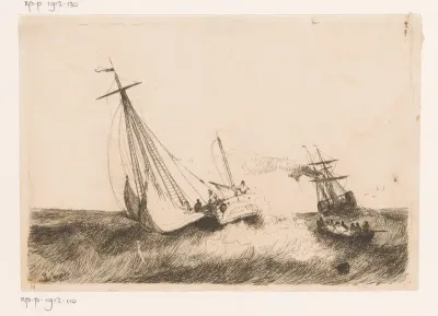 Zeilschip Walvisch uit Oostende op onrustige zee
