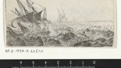 Zeilsschepen in storm op zee