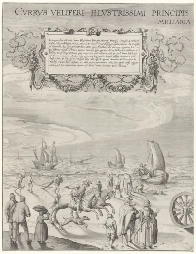 Zeilwagen van Simon Stevin (linkerplaat), 1602