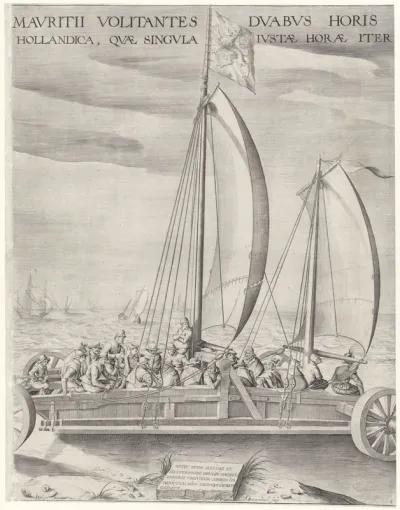 Zeilwagen van Simon Stevin (middenplaat), 1602