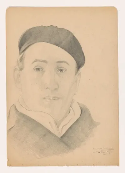 Zelfportret en face met pet: B-1-1, 26 januari