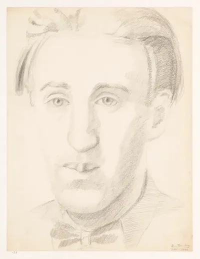 Zelfportret en face met strik, mei 1942