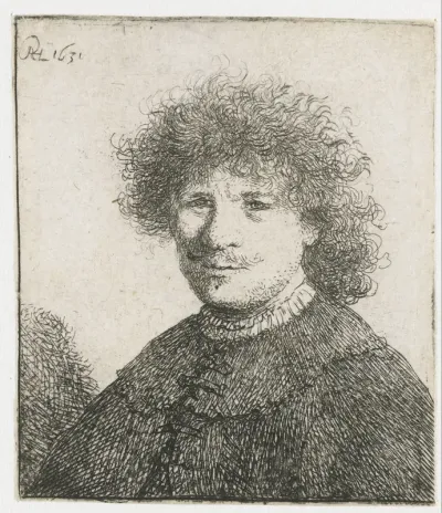 Zelfportret in mantel met platte kraag: buste