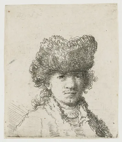 Zelfportret met bontmuts: buste