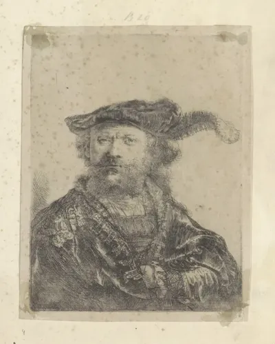 Zelfportret met gepluimde fluwelen baret